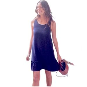 Sézane Mathilde Navy Mini Dress with Ruffle Hem Size 8